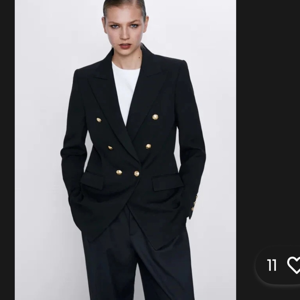 RARE ZARA BLACK DOUBLE BREASTED JACKET BLAZER